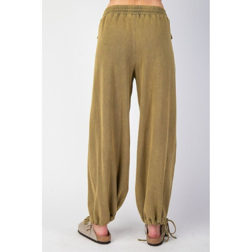 Ready For Takeoff Mineral Washed Terry Knit Pants in Olive - Picture 6 of 6